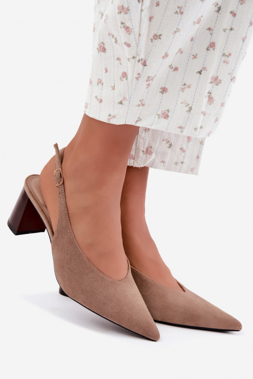 Chaussures à talons avec talon ouvert couleur sable Sorenia