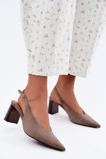 Chaussures à talons avec talon ouvert couleur argile Sorenia