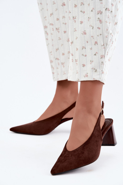Chaussures à talons avec talon ouvert couleur chocolat Sorenia
