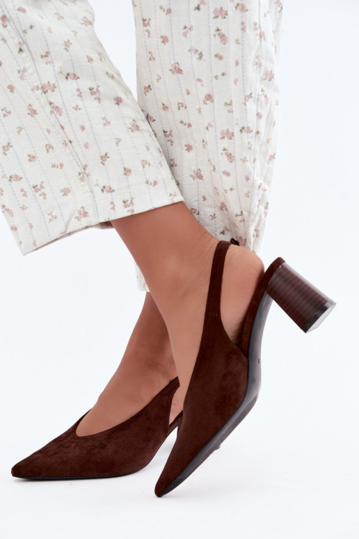 Chaussures à talons avec talon ouvert couleur chocolat Sorenia
