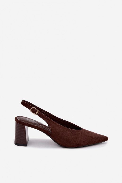 Chaussures à talons avec talon ouvert couleur chocolat Sorenia
