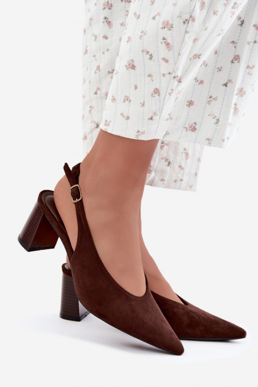 Chaussures à talons avec talon ouvert couleur chocolat Sorenia