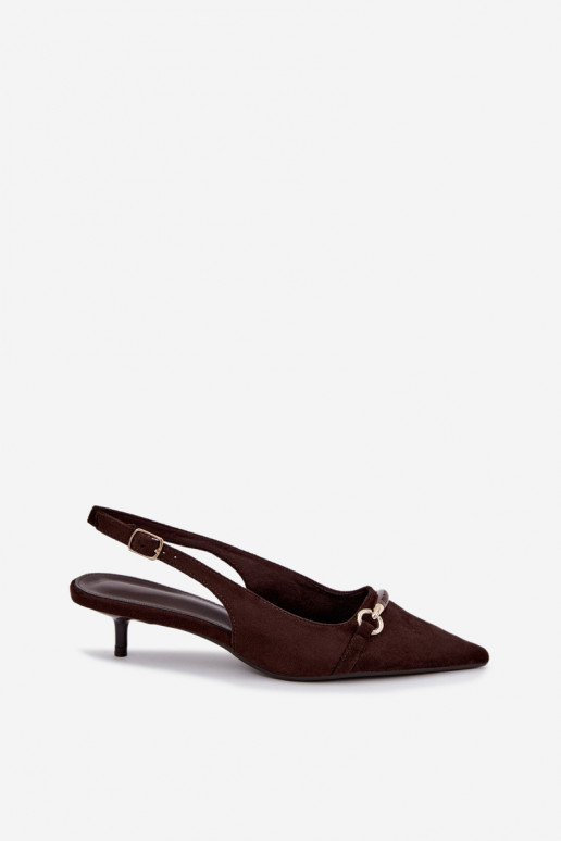 Chaussures à talons avec talon bas couleur chocolat Caylo