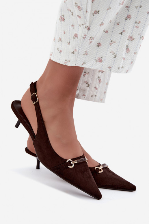 Chaussures à talons avec talon bas couleur chocolat Caylo