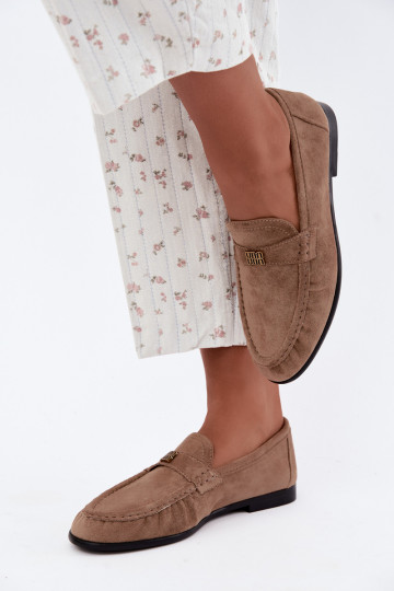 Mocassins pour femmes avec volants et détails décoratifs couleur sable Kairo 2