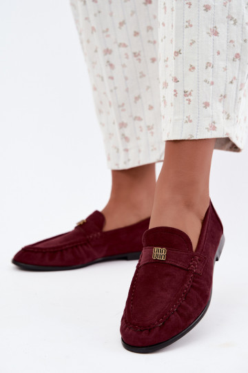 Mocassins pour femmes avec volants et détails décoratifs en couleur bordeaux Kairo 2