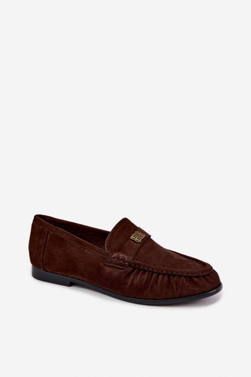 Mocassins pour femmes avec volants et détails décoratifs en couleur chocolat Kairo