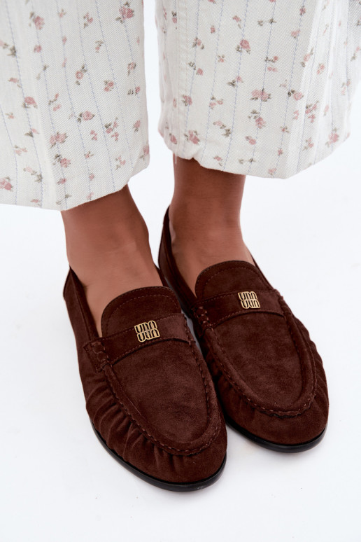 Mocassins pour femmes avec volants et détails décoratifs en couleur chocolat Kairo