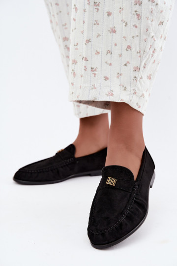 Mocassins pour femmes avec volants et détails décoratifs en couleur noire Kairo 2