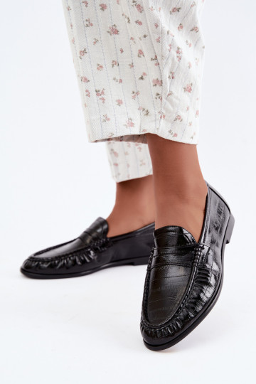 Mocassins laqués pour femmes avec volants en couleur noire Dulcy 2