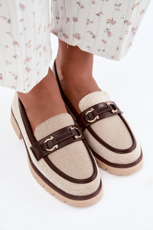Mocassins pour femmes avec détails raffinés en couleur sable et marron Brika