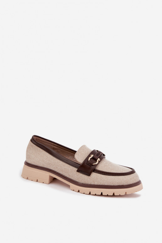 Mocassins pour femmes avec détails raffinés en couleur sable et marron Brika
