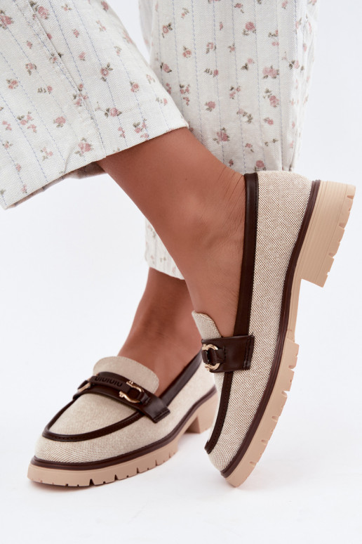 Mocassins pour femmes avec détails raffinés en couleur sable et marron Brika