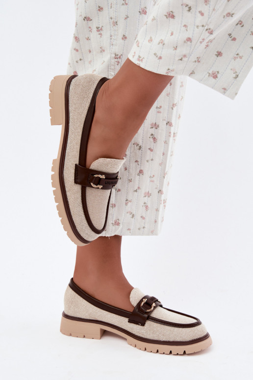 Mocassins pour femmes avec détails raffinés en couleur sable et marron Brika