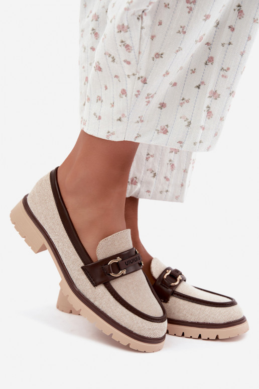 Mocassins pour femmes avec détails raffinés en couleur sable et marron Brika