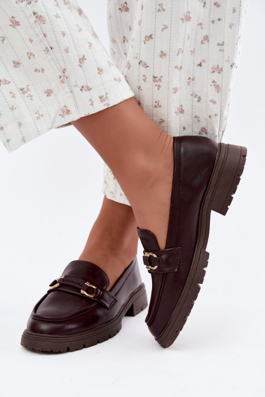 Mocassins pour femmes avec détails raffinés en couleur bordeaux Brika