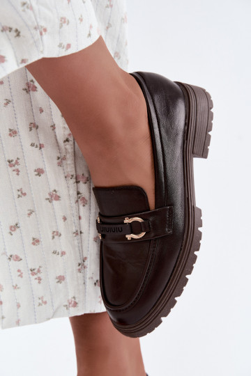 Mocassins pour femmes avec détails raffinés en couleur chocolat Brika