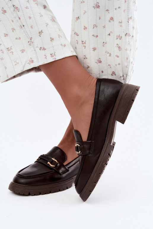 Mocassins pour femmes avec détails raffinés en couleur chocolat Brika