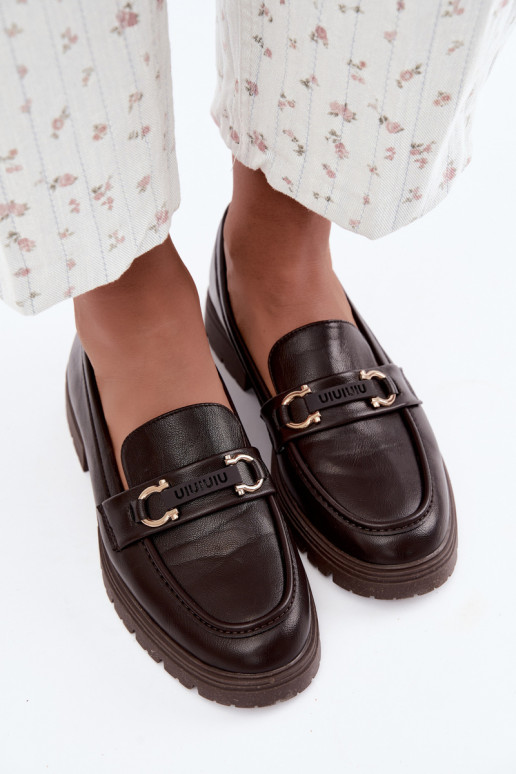 Mocassins pour femmes avec détails raffinés en couleur chocolat Brika