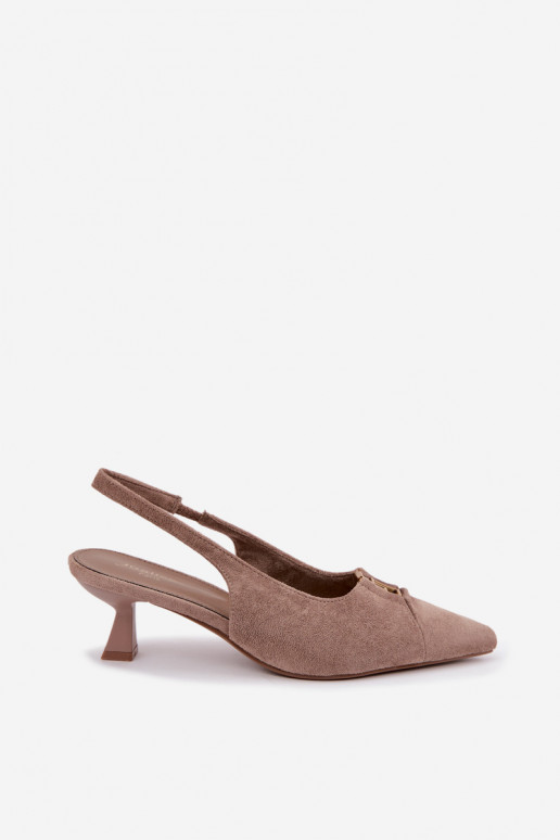 Sandales à talons avec talon ouvert et détails décoratifs en couleur sable Gilly
