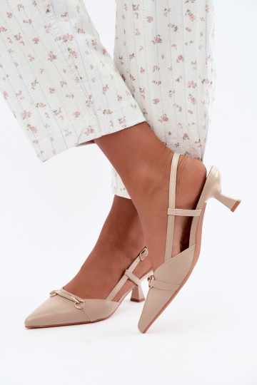 Sandales à talons pour femmes avec bouts pointus en couleur sable Felessa