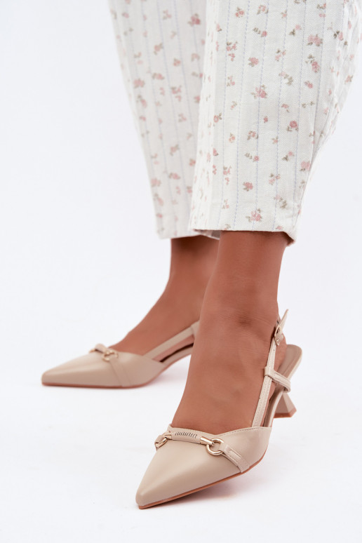 Sandales à talons pour femmes avec bouts pointus en couleur sable Felessa