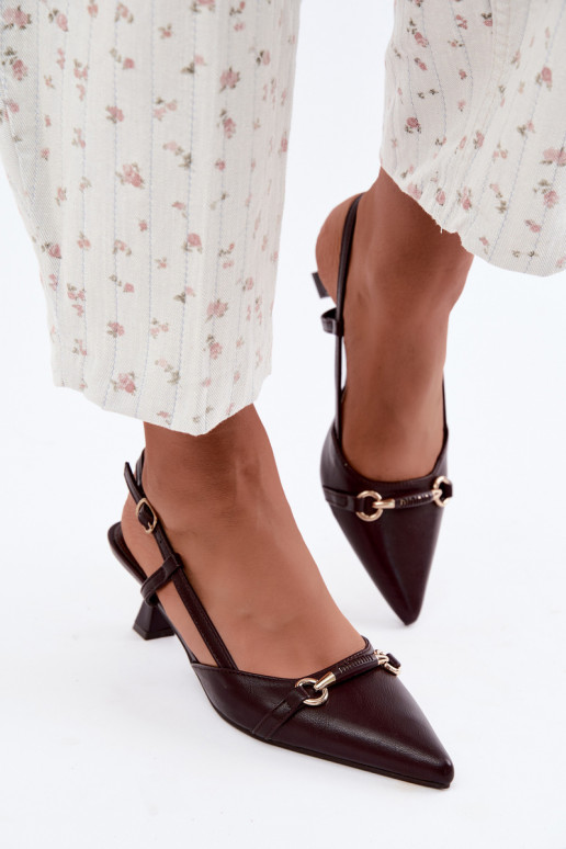 Sandales à talons pour femmes avec bouts pointus en couleur bordeaux Felessa