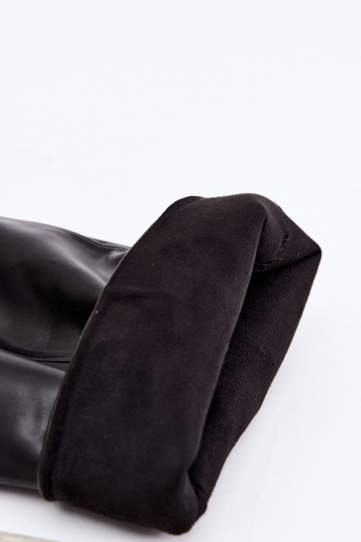Bottes à talons au-dessus du genou avec sangles et boucles en couleur noire Tai turibel