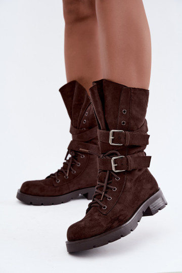 bottes de travail à la cheville doublées en chocolat Patsy 2