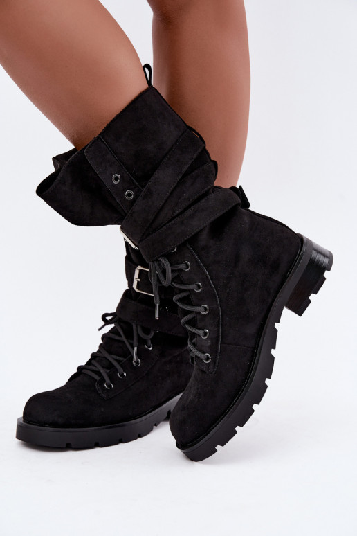 bottes de travail à la cheville doublées en noir Patsy