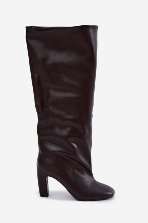bottes hautes à enfiler avec talons en chocolat Falina