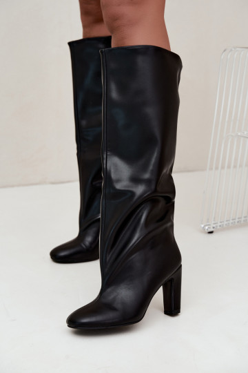 bottes hautes à enfiler avec talons en noir Falina 2