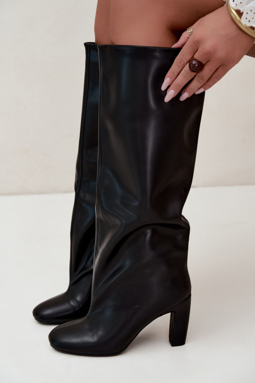 bottes hautes à enfiler avec talons en noir Falina