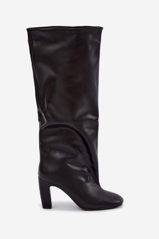 bottes hautes à enfiler avec talons en noir Falina