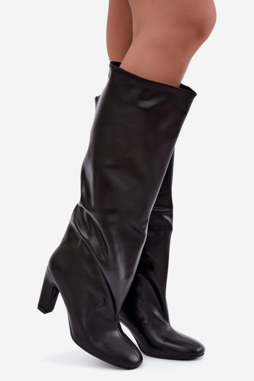 bottes hautes à enfiler avec talons en noir Falina