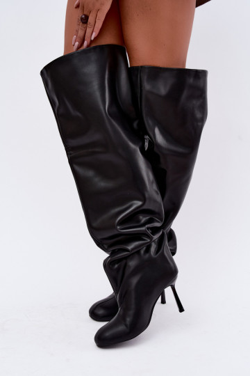 bottes hautes pour femmes à talons fins en noir Galena 2