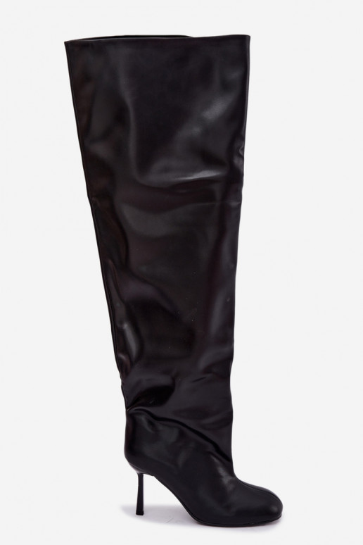 bottes hautes pour femmes à talons fins en noir Galena