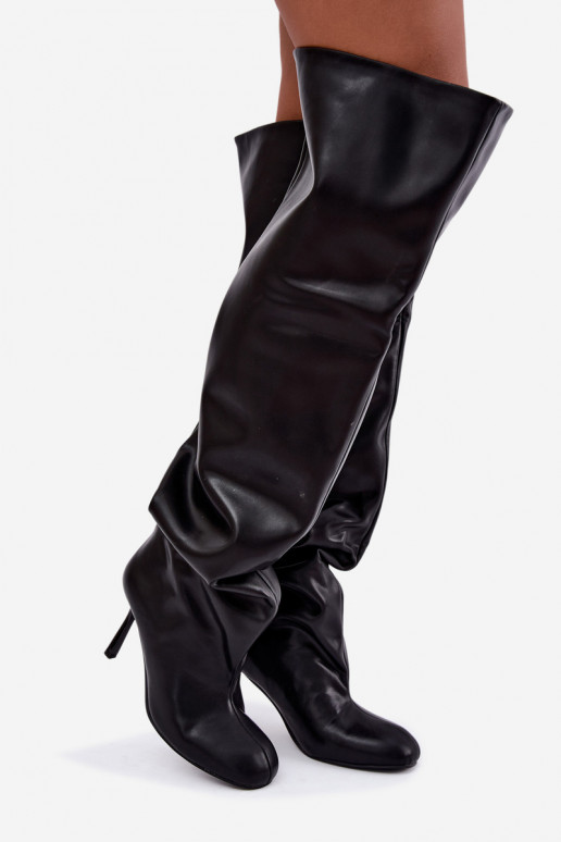 bottes hautes pour femmes à talons fins en noir Galena