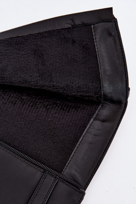 bottes hautes à petit talon pour femmes avec boucles en noir Orlisa