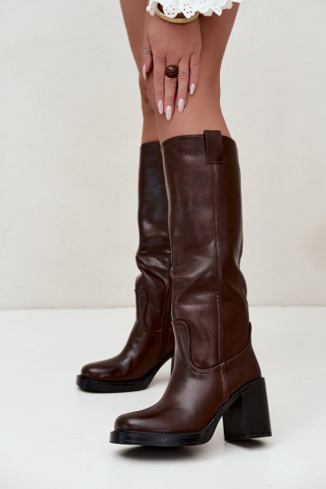 bottes hautes pour femmes doublées en chocolat Feresa