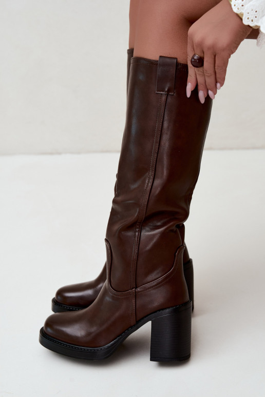 bottes hautes pour femmes doublées en chocolat Feresa