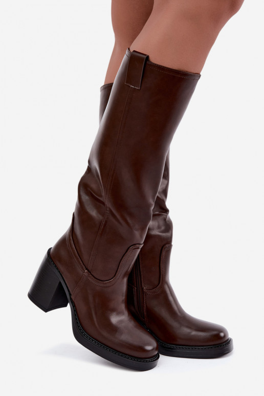 bottes hautes pour femmes doublées en chocolat Feresa