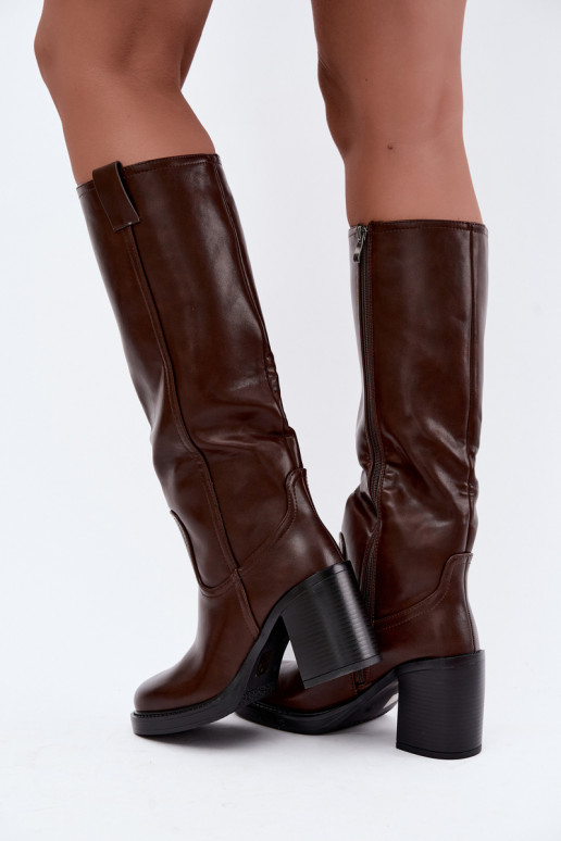 bottes hautes pour femmes doublées en chocolat Feresa