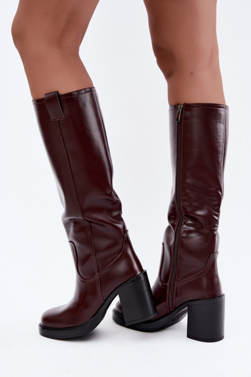 bottes hautes pour femmes doublées en bordeaux Feresa