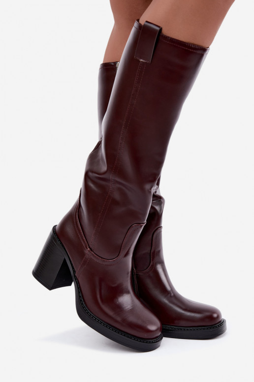 bottes hautes pour femmes doublées en bordeaux Feresa