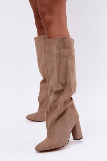 bottes hautes à enfiler avec talons en sable Emeline