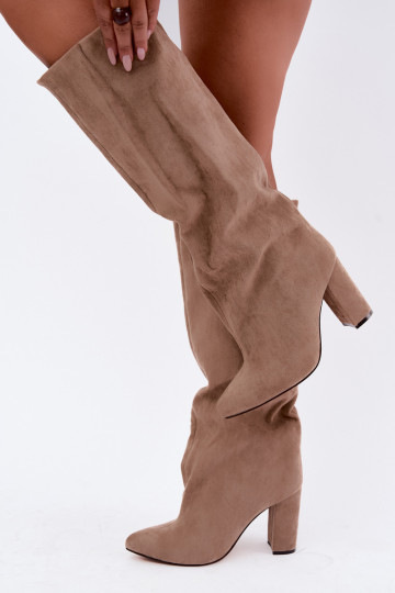 bottes hautes à enfiler avec talons en sable Emeline 2