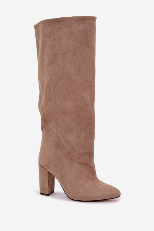 bottes hautes à enfiler avec talons en sable Emeline