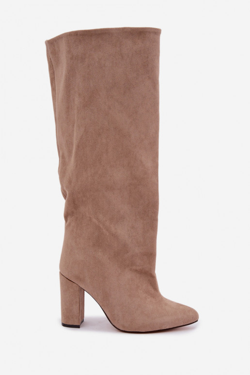 bottes hautes à enfiler avec talons en sable Emeline