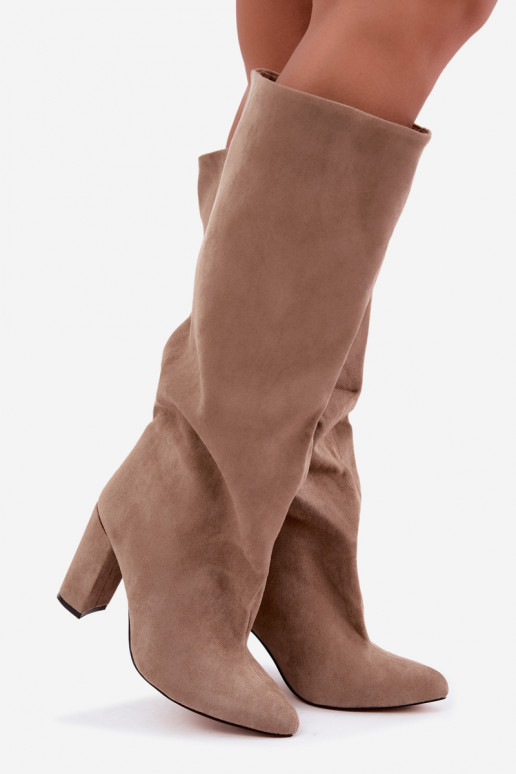 bottes hautes à enfiler avec talons en sable Emeline